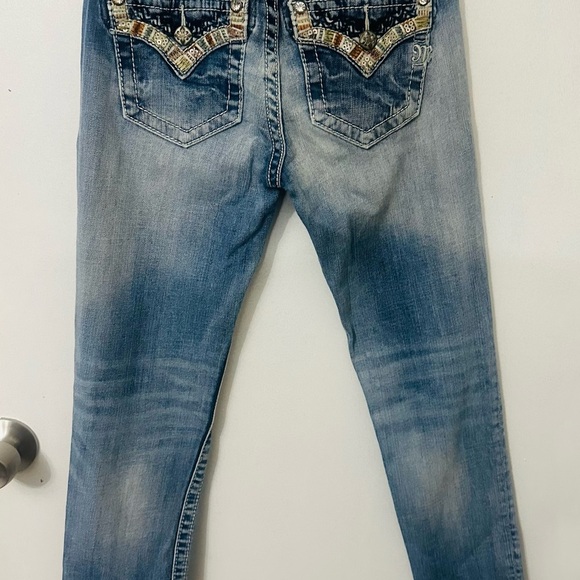 Y2K Miss Me 27x30” Thick Stitch Embellished Jeans McBling Cowgirl Grunge 2000s - Picture 2 of 8